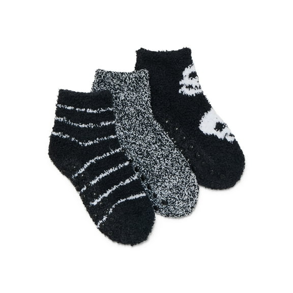 Wonder Nation Boys Skull Icon Cozy Ankle Socks, 3-Pack, Size M, Shoe Sizes 2.5-9