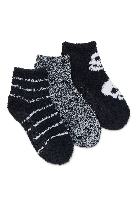 Boys Skull Icon Cozy Ankle Socks, 3-Pack, Size M, Shoe Sizes 2.5-9