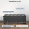 thumbnail image 4 of BELLEZE Button-Tufted Linen Storage Ottoman Bench - Brentwood (Dark Gray), 4 of 7
