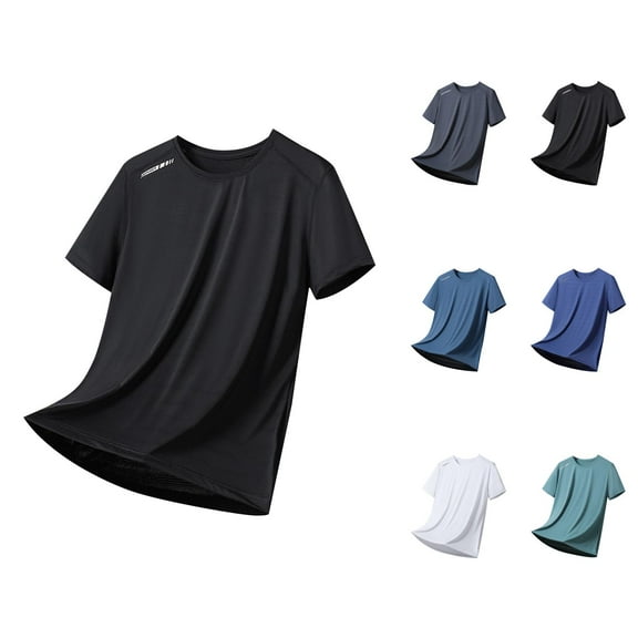 Mens Workout Shirts Summer Quick Drying Lightweight Breathable Loose Cooling T-Shirt Athletic Running Shirts for Men