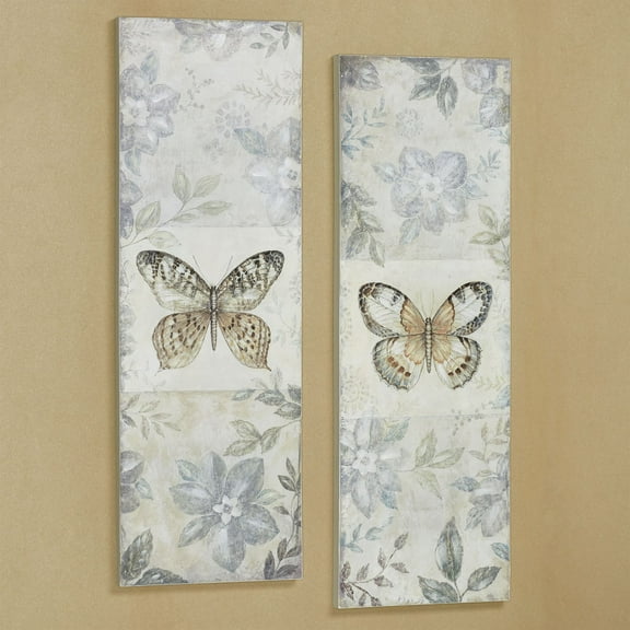 Around the Garden Butterfly Canvas Wall Art Multi Cool Set of Two 2