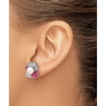 thumbnail image 3 of Sterling Silver Rh-Plated Pink Enamel 6-7Mm Fwc Pearl/Cz Flower Earrings (Width 15.5) (Length 16.5) - Jbsp, 3 of 5