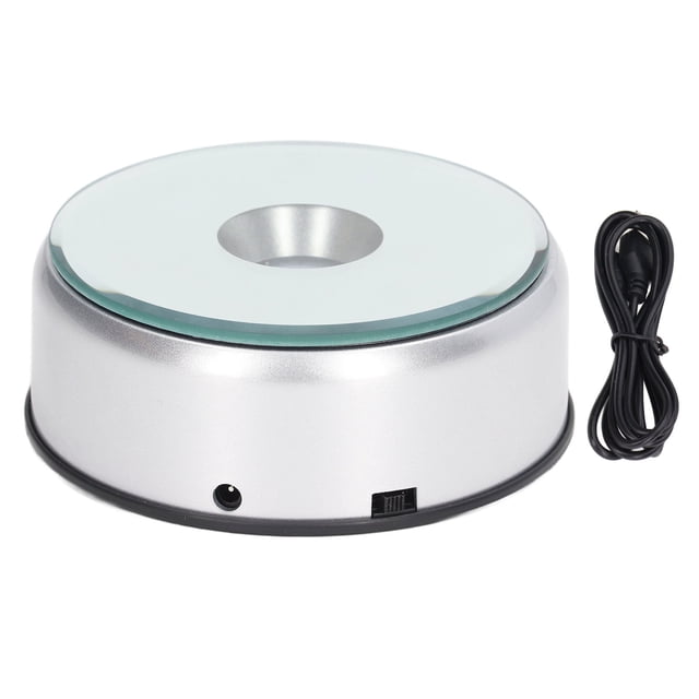 Rotating Display Stand 360° Rotating LED Lights 80 Seconds Per Lap USB Charging LED Display Base for Cups Crystals