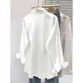 thumbnail image 5 of HOWPAY Dressy Shirts for Women Button down Long Sleeve Blouse Casual Work Office Tops Lightweight Solid Color Slim Fit Y2k Clothes White M, 5 of 6