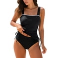 thumbnail image 6 of vigerkar Womens Tankini Swimsuits Tummy Control Ruched 2 Piece Bathing Suit Modest High Waisted Retro Swimwear (Black, S), 6 of 8
