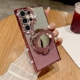 thumbnail image 6 of for Samsung Galaxy S24 Ultra Glitter Kickstand Case, [Compatible with MagSafe] Girl Woman Makeup Mirror Cute Bling Rhinestones Cover Camera Lens Protector Ring Stand for S24 Ultra (Pink), 6 of 10