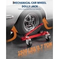 thumbnail image 3 of Car Wheel Dolly with Tire Jack 1500 lbs Capacity Portable Trailer Dolly with Pedal Jack 12in Wheel Support Vehicle Positioning Dolly for Auto Repair and Moving Set of 2 Red, 3 of 8
