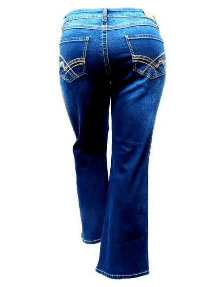 Womens Plus Size Navy Blue Denim Jeans Pants Curvy Stretch Relaxed Fit - image 4