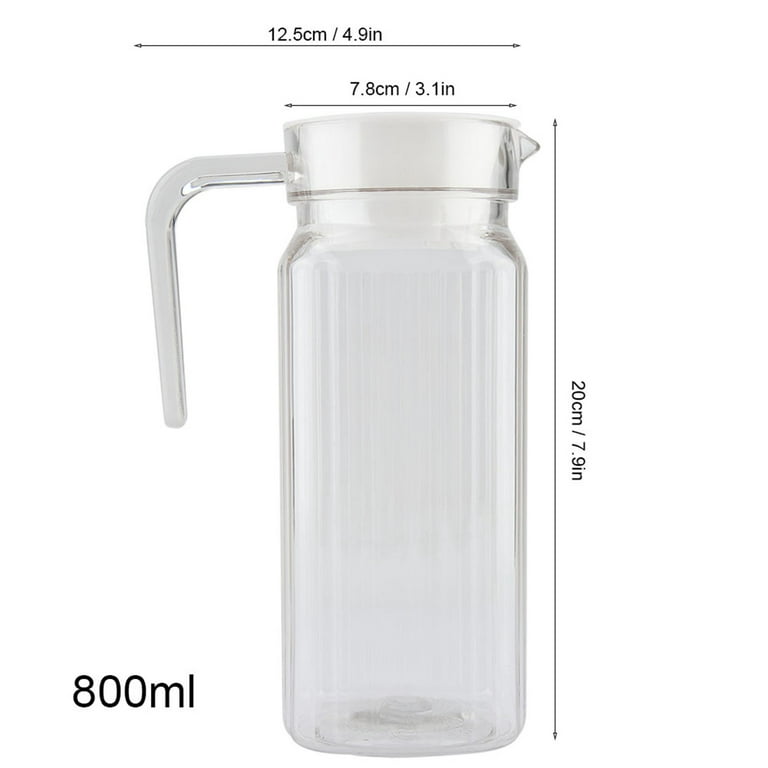 Water Carafe 20/33/54oz, Clear Acrylic Juice Drink Pitcher Carafe Jug with  Plastic Lid for Bar Home Restaurant Use(20oz)