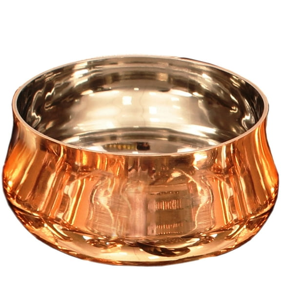 Indian Art Villa Steel Copper Curved Dinner Bowl, 5.1 oz, Elegant Tableware