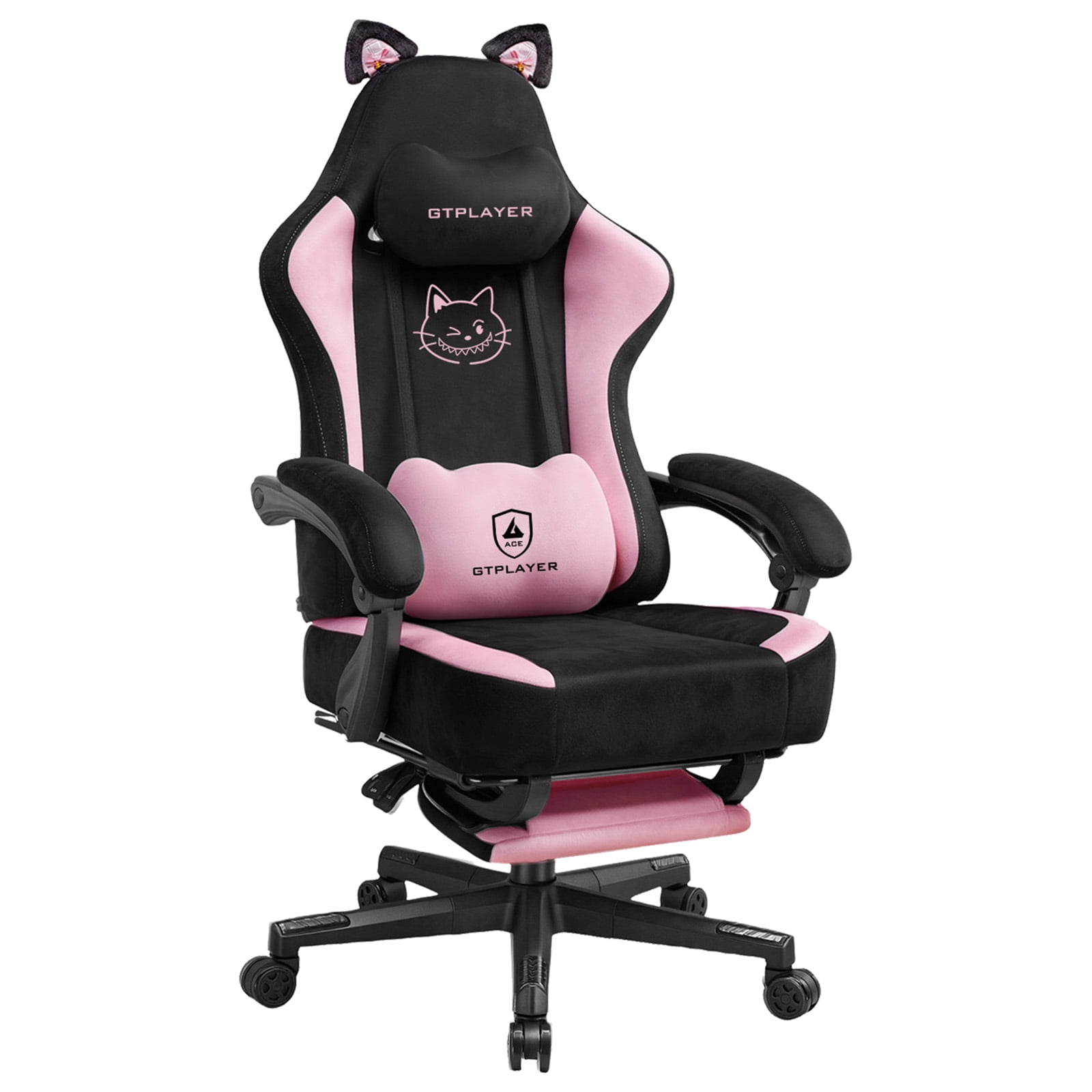 LUCKLIFE Cute Gaming Chair with Cat Paw,Computer Chair with Footrest, Reclining PC Game Chair for Girl, Teen