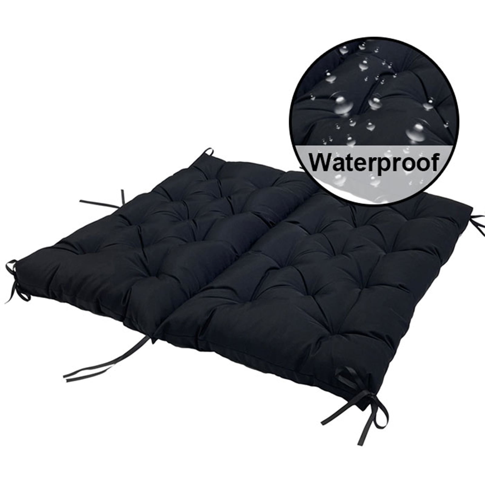 Eurhowing Outdoor Bench Cushion Waterproof, 60"x40"x4" Thick Patio Swing Chair Cushions with Ties, All-Weather High Density Foam Seat Pad for Porch Garden Furniture, Black
