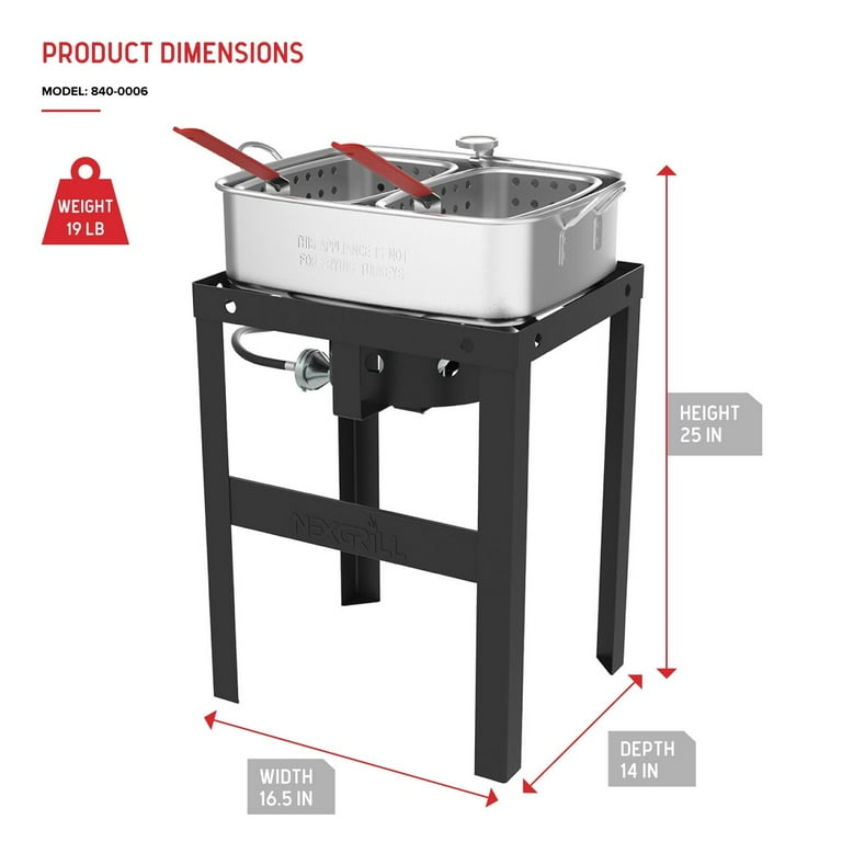 Nexgrill 18 Qt. Propane Fish Fryer, Outdoor Use, Double Nexgrill 18 Qt. Propane Fish Fryer, Outdoor Use, Double