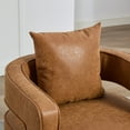 thumbnail image 4 of 360° Swivel Accent Armchair with Open Back, Round Barrel Chair with Wood Weathered Base and Removable Pillow, High Density Single Sofa Chair for Living Room, Bedroom, Office, Brown, 4 of 7