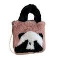 thumbnail image 3 of Bolso de mano de peluche de panda, bolso de hombro, bolso cruzado, bolso tote, estuche, cartera con cadena, violeta, 3 of 9