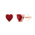 thumbnail image 2 of 1.5 Ct Heart Cut Studs Pink Tourmaline 14K Rose Solid Solid Gold Everyday Dainty Earrings Screw Back, 2 of 7