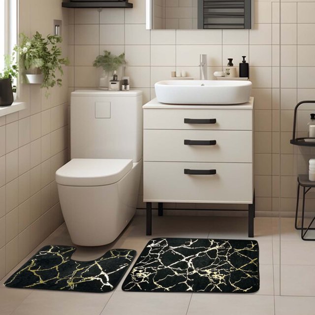 Fiudx Ofertas de la semana Alfombrillas de baño para baño - Juego de 2 alfombrillas de baño de espuma viscoelástica, alfombrillas de baño, alfombrillas de inodoro suaves y cómodas, antideslizantes, g