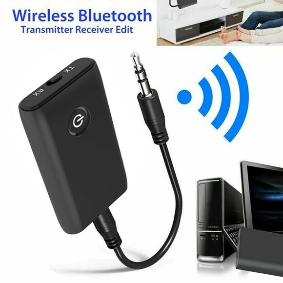Hannord - Transmisor y receptor inalámbrico Bluetooth 5.0 2 en 1, adaptador de audio recargable para TV, PC, altavoz de coche, entrada AUX de 3,5 mm, música de alta fidelidad