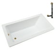 thumbnail image 4 of Streamline N-4080-706-BGL 66 in. x 34 in. Acrylic Soaking Drop-In Bathtub in Glossy White, With External Drain in Brushed Gold, 4 of 12