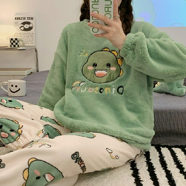 Women Pajama Sets Cartoon Print Sleepwear Kawaii Korean Style