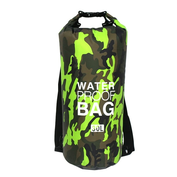 Yuarrent Bolsa de natación impermeable de 15/20L/30L, de saco seco, colores de camuflaje, pesca, canotaje, kayak, almacenamiento, bolsa de Deportes acuáticos camuflaje verde 24x72cm