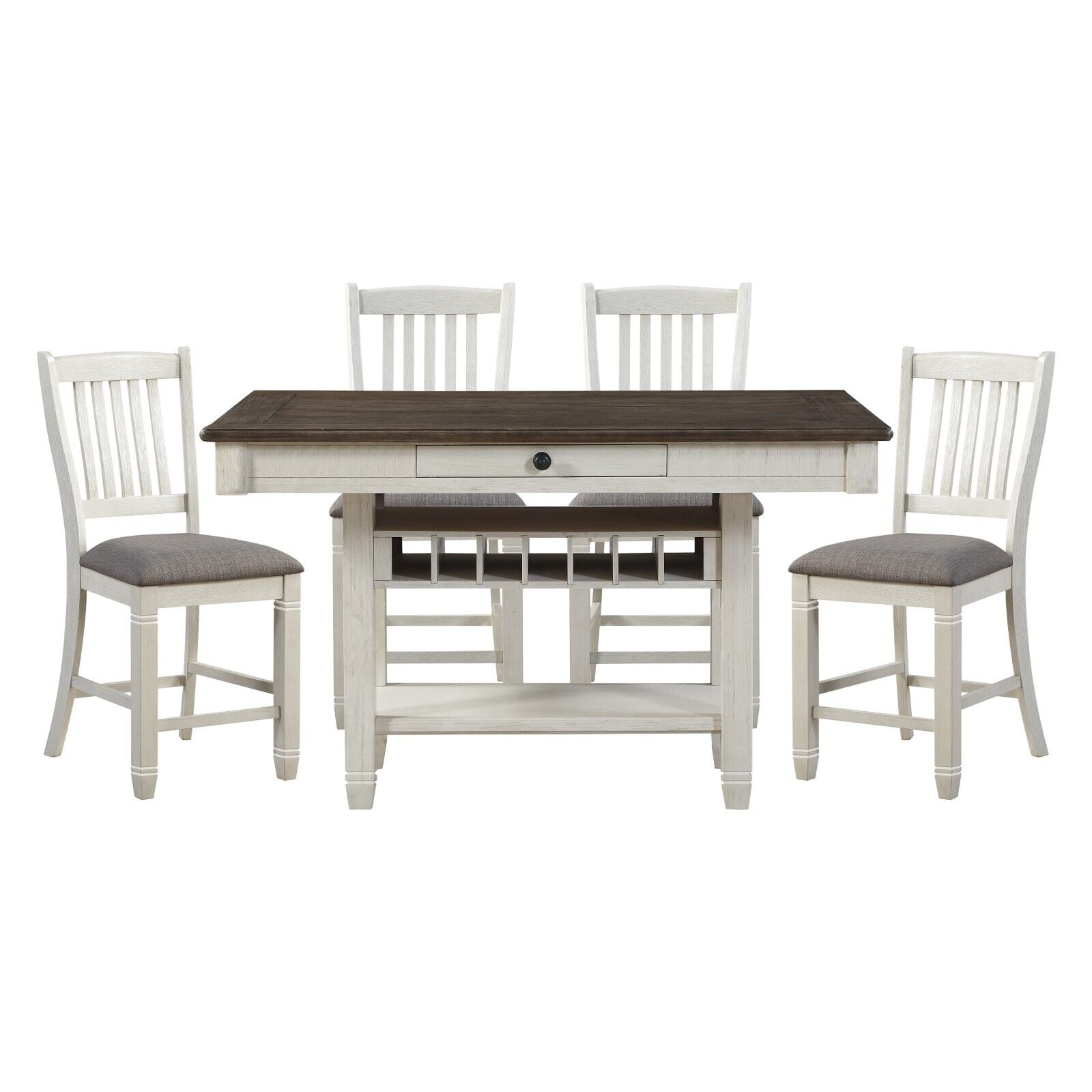 Beautiful Two-Tone Finish Dining Furniture 5pc Set Counter Height table ...