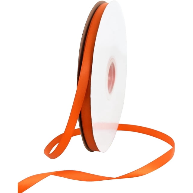 TONIFUL 3/8 Inch x 100yds Orange Satin Ribbon Thin Solid Fabric Ribbons Roll for Gift Wrapping Invitation Floral Hair Balloons Craft Sewing Party Wedding Popsicles Decoration Valentine's Day Bouquet