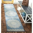 thumbnail image 2 of SAFAVIEH Beach House Lynette Medallion Indoor/Outdoor Runner Rug, Cream/Blue, 2'2" x 10', 2 of 8