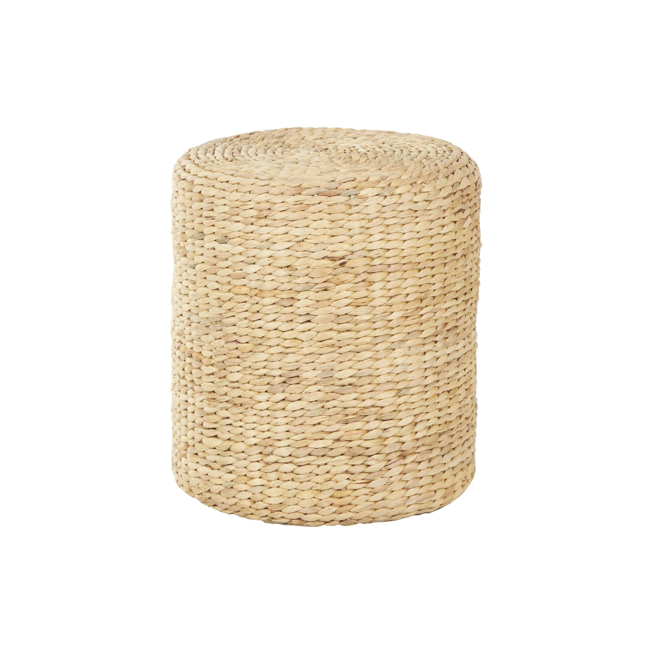 DecMode 16" x 19" Brown Seagrass Handmade Woven Drum Accent Table, 1-Piece