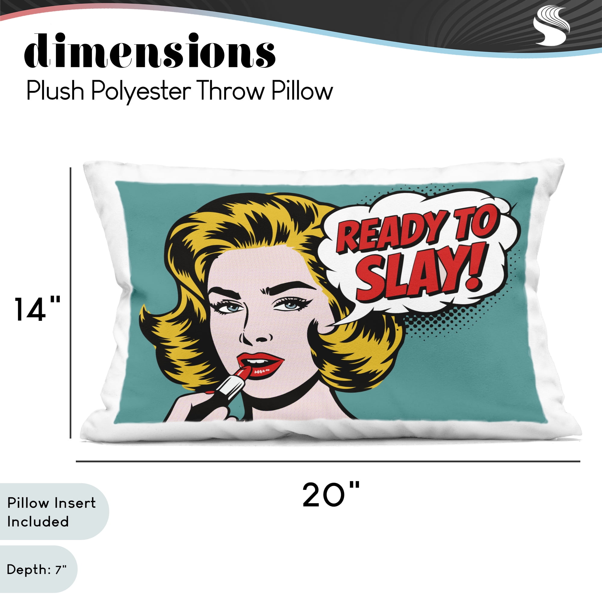 Stupell Industries Ready To Slay Lipstick Decorative Printed Throw Pillow, design by Andreas Magnusson, 14 x 7 x 20