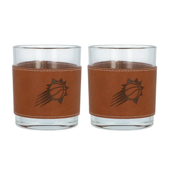 Phoenix Suns 2-Pack 12oz Rocks Glass with Leather Wrap