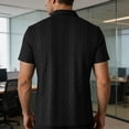 thumbnail image 4 of TKKCS Mens Jacquard Knit Polo Shirt- Short Sleeve Moisture-Wicking Regular Fit Business Casual Breathable Collared Shirts Black Size 4XL, 4 of 7