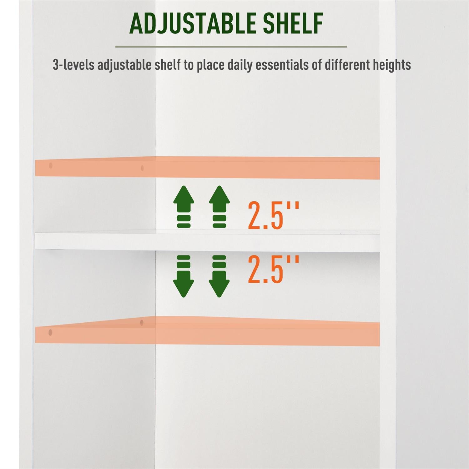 Demi Bonn 65" Tall Bathroom Storage Cabinet with Adjustable Shelves and Cupboard, Linen Tower for Organizing, White