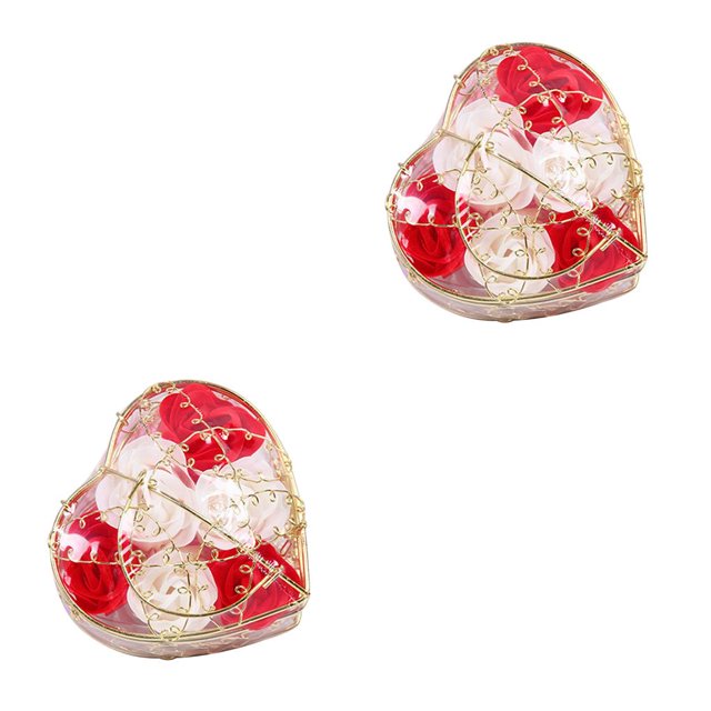 Toystoory Caja de regalo de flores de jabón rosa, cesta de hierro chapada en oro, 6 rosas artificiales, regalo de boda creativo para el Día de San Type5 NO5 Toystoory CBP062543