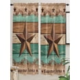 thumbnail image 5 of Western Texas Star Retro Living Room Curtains 2 Panel, Vintage Farmhouse Brown Teal Wooden Cafe Window Treatment, Extra Long Farmhouse Bedroom Bathroom Kitchen Curtains Drapes 104"x72", 5 of 6