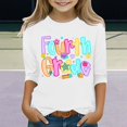 thumbnail image 4 of YunPes Multicolor Letter Print Long Sleeve T Shirt Boys Girls Fourth Grade Back to School Tee Tops Elementary Student Loose Casual School Clothes, 4 of 4