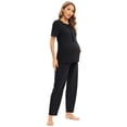 thumbnail image 2 of Women's Maternity Nursing Pajama Sets, Short Sleeve Top and Long Sleeve Pant Breastfeeding Sleepwear Set for Hospital S-3XL, 2 of 7