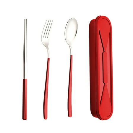

3pcs Home Outdoor Picnic Fork Spoon Portable Cutlery Set Camping With Chopsticks