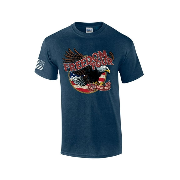 USA Bald Eagle Freedom Tour American Flag Tee Fourth of July Independence Day Short Sleeve T-shirt Graphic Tee Graphic Tee-Heather Navy-6xl