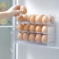 thumbnail image 2 of 3 Layer Auto Flip Egg Container Storage Box For Refrigerator Side Door, 30 Count Large Capacity Egg Box Clear Egg Organizer, White, 2 of 5