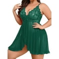thumbnail image 3 of Sexyfree Plus Size Lingerie for Women Sexy Open Front Lace Nightdress V Neck Sleepwear, 3 of 4