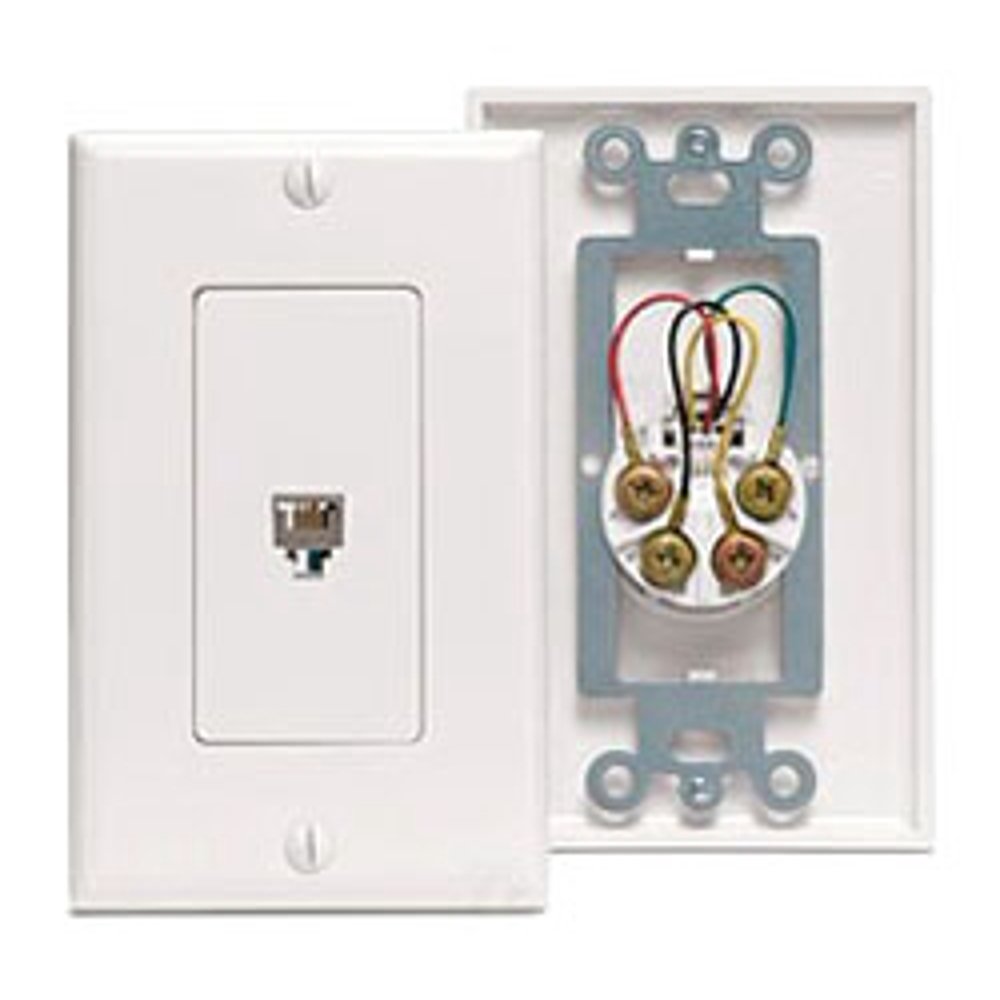 Leviton 40149W 6P4C Screw Terminals Decora Telephone Wall Jack