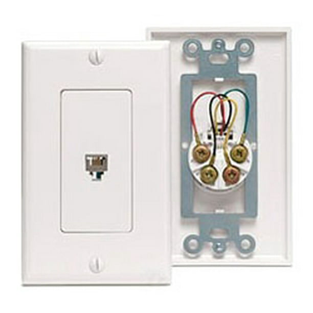 Leviton 40149W 6P4C Screw Terminals Decora Telephone Wall Jack