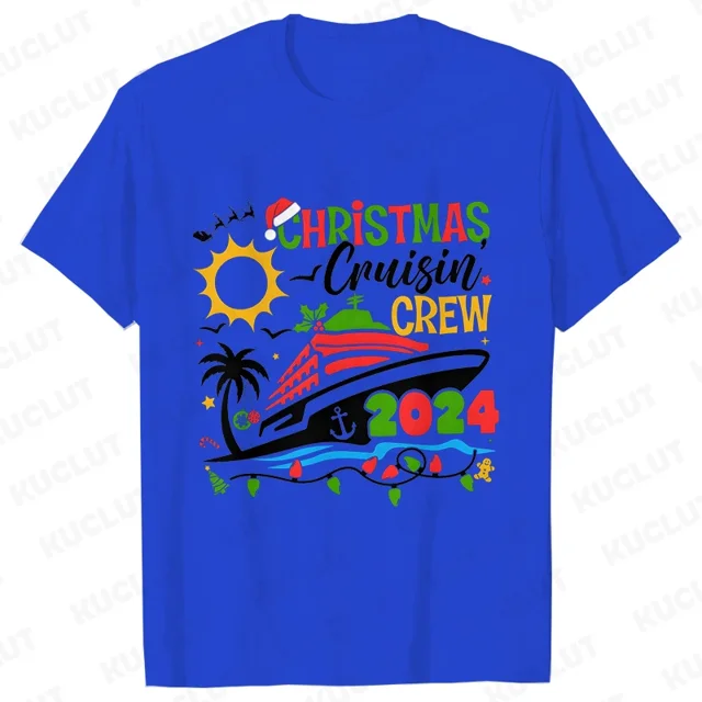 Camisetas navideñas Cruisin Crew 2024 para mujer, ropa Unisex a juego para la familia, camisetas de fiesta de viaje navideñas a la moda, camisetas Harajuku