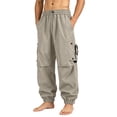 thumbnail image 2 of Men's Casual Straight Cargo Pants, Trousers, Joggers, Elastic Waist Drawstring Stretchy Lightweight Breathable Quick Dry, Multi-Pocket Relaxed Fit, Daily Gym Hiking Streetwear, 2 of 7