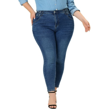 MODA NOVA Juniors' Plus Size Spring High Waist Denim Slim Jeans 4X Blue