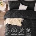 thumbnail image 6 of Black Comforter Set Queen - 3 Pieces Boho Pintuck Bedding Comforter Sets Lightweight Soft Warm Bed Comforter Queen with 2 Pillowcases for All Season, 6 of 7