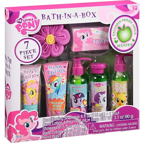 my little pony gallopin' green apple scented bath-in-a-box, 7 pc