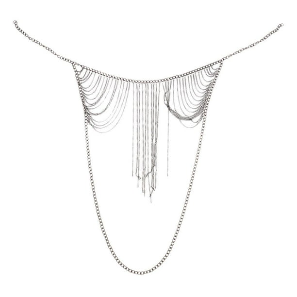 Cadena para el cuerpo de las mujeres Joyería para el cuerpo Cadena para el hombro Accesorios para bikini para fiestas, y Plata