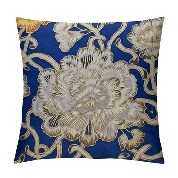 Royal Blue European Pillow Covers Silk Euro Shams, Nature & Floral, Medallion, Sequins Embellished, Modern Euro Pillowcases Easter - Turkey Treasure